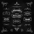 Western badge hand drawn blackboard banners vintage vector Royalty Free Stock Photo