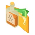 Western bar icon isometric vector. Bottle of liquor and wallet with money icon