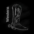 Western Boot Hand draw blackboard vintage vector Royalty Free Stock Photo