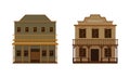 Western Building with Saloon Having Batwing Doors Vector Set