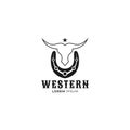 Western Bull, buffalo head skull silhouette logo vector design template Royalty Free Stock Photo