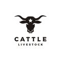 Western Bull Cow Buffalo Head silhouette with star logo design