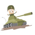 Western cartoon soldier in a tank