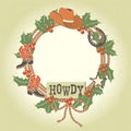 Western christmas wreath with cowboy decoration