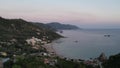 Western coast with Pelekas beach. Corfu, Greece.