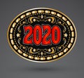 2020 Western Cowboy Belt Buckle vector illustration Royalty Free Stock Photo