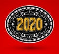 2020 Western Cowboy Belt Buckle vector illustration Royalty Free Stock Photo