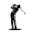 Cowboy golfer swing golf stick vector illustration isolated Royalty Free Stock Photo