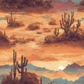 Western Desert Sunset Background Seamless Pattern Colorful Digital Background Artwork Design - ai generated