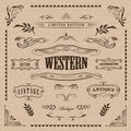 Western frame hand drawn banners vintage badge Royalty Free Stock Photo