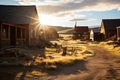 western ghost town at late afternoon or early morning Royalty Free Stock Photo