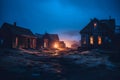 western ghost town at night Royalty Free Stock Photo