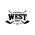 Western Golf Logo design, Vintage retro crossed stick golf badge label design