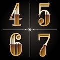 Western gradient alphabet letters vintage numbers vector 4,5,6,