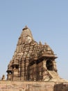 The Western group of Khajuraho temples, on a clear day, Madhya Pradesh India is a UNESCO world heritage site, known for Kama Sutra