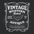 Western hand drawn frame label blackboard vintage banner Royalty Free Stock Photo