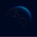 Western hemisphere of the planet earth, continents of north & south America, night light city, space view Royalty Free Stock Photo