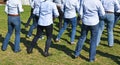 Western line dancers outdoor Royalty Free Stock Photo