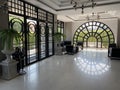 Western living room style with half circle black window