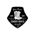 Western Logo cowboy boots hand Draw Grunge style. Wild West symbol sing of a cowboy boots and Retro Typography Royalty Free Stock Photo