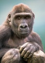 Young Western lowland gorilla portrait