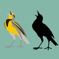 Western meadowlark bird flat style black silhouette