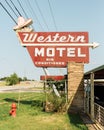 Western Motel vintage sign, on Route 66 in Oklahoma City, Oklahoma