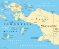 Western New Guinea, Papua, a part of Indonesia, political map