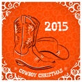 Western New Year with cowboy boots and western hat Royalty Free Stock Photo