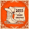 Western New Year greeting card with cowboy traditional objects Royalty Free Stock Photo