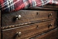 Western Old Furniture Wooden Drawers, Locks, Antiquity Countryside, Rural, Still life. Vintage and Ancient Desk and Home Objects Royalty Free Stock Photo