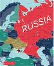 Western part of Russia and eastern Europe detailed editable map Royalty Free Stock Photo