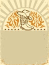 Western poster with Cowboy boots and hat on old paper background for text. Vector vintage cowboy party illustration. Royalty Free Stock Photo