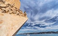 Western profile of the Monument of Discoveries (Padrao dos Descobrimentos) in Lisbon, Portugal.