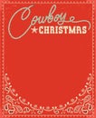 Western red christmas card with decorative text