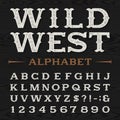 Western retro dirty alphabet vector font. Royalty Free Stock Photo