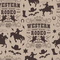 Western rodeo pattern seamless monochrome