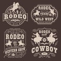 Western rodeo set stickers monochrome Royalty Free Stock Photo