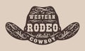Western rodeo vintage poster monochrome Royalty Free Stock Photo
