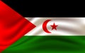 Western Sahara flag background with cloth texture