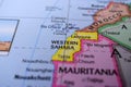 Western Sahara Travel Concept Country Name On The Political World Map Very Macro Close-Up View Royalty Free Stock Photo