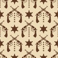 Western seamless pattern with colts and sheriff star Royalty Free Stock Photo