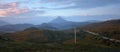 The western slope of Mount Ben Stack and the road through the valley at dawn Royalty Free Stock Photo