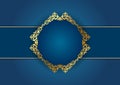 Western Style Card Template, Blue And Golden