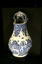 Western Style Chinese Porcelain Vase Wall Mounted Blue-and-white Delft Jar Ceramic with Leaf Pattern Yongzheng Qing Dynasty