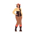 Western style cowgirl in hat, cartoon vector illustration background Royalty Free Stock Photo