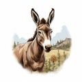 Western-style Donkey Illustration With Detailed Shading Royalty Free Stock Photo