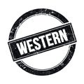 WESTERN text on black grungy round stamp