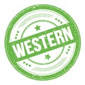 WESTERN text on green round grungy stamp