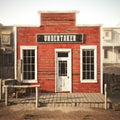 Western town rustic undertaker. Royalty Free Stock Photo